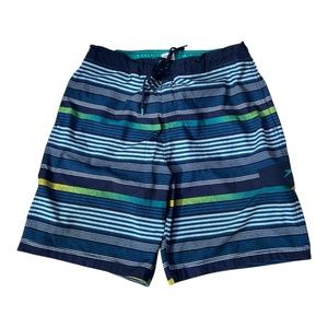 Speedo Swim Trunks Mens Striped Lining Drawstring Pockets Multicolor, Size XL‎